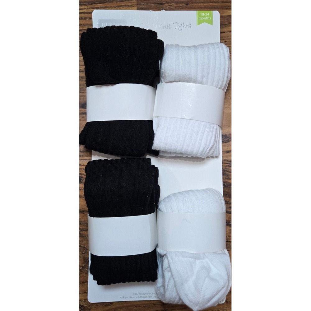 Hudson Baby 4 Pack NEW Cable Knit Tights Black‎ White 18-24 Months